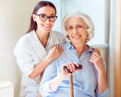 caregiver with senior woman